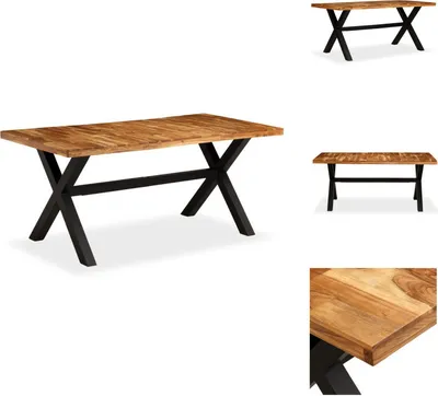 Image de vidaXL Table de salle à manger en acacia et manguier massif 180 x 90 x 76 cm - Tables de salle à manger