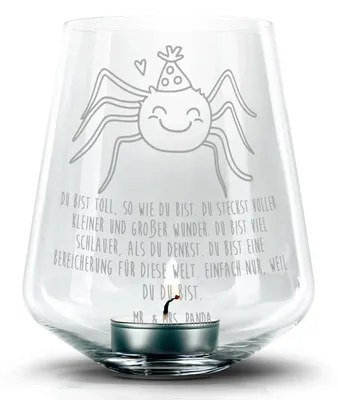 Produktbild von Mr. & Mrs. Panda Laterne Spinne Agathe Party - Transparent - Geschenk, Motivation, glas kerzenhalter, Glück, Selbstliebe, Wunder, Windlicht, Teelichthalter, gravur