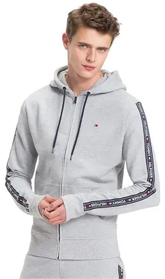 Productafbeelding van Tommy Hilfiger herenhoodie met rits en logo, grijs, maat M