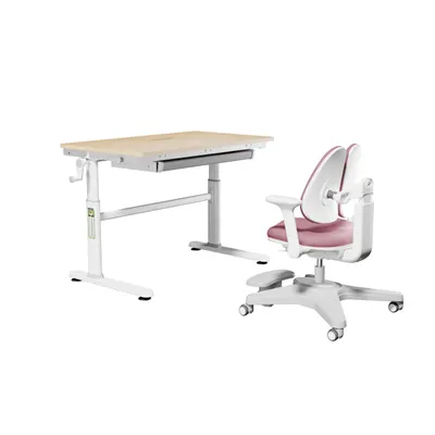 Produktbild von HOKO Kindertisch Schülerschreibtisch höhenverstellbar+ Lernstuhl Kinder Lern-Set 100×60cm, Neigbare Tischplatte, Schubladen, Mitwachsend