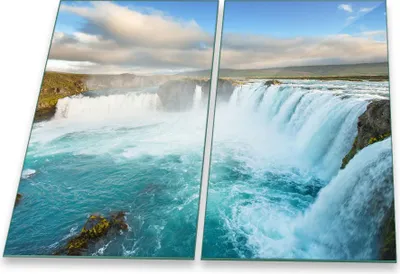 Produktbild von Herdabdeckplatte Abdeckung Glaskeramikkochfeld Abdeckplatte 2-Teilig 60x52 Wasserfall Glas