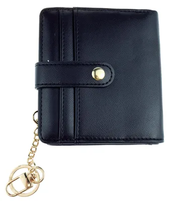 Produktbild von Schlanke Damen-Geldbörse aus Leder mit RFID-Schutz, klein, mit Kreditkartenfach, Schlüsselring und Münzfach mit Reißverschluss, Schwarz