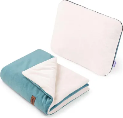 Produktbild von Kinderwagenset – Decke und Kissen – Ecru Plüsch & Emerald Velvet