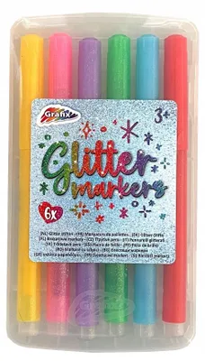 Produktbild von Grafix Glitzer Filzstifte Set 6 Klassische Farben
