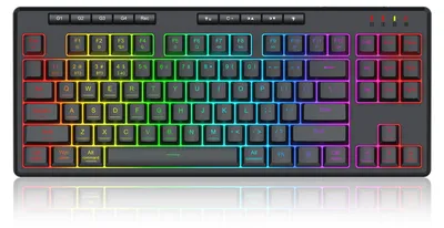 Produktbild von REDRAGON K516RGB-PRO SHIVA PRO 87, Kabellos, USB + RF Wireless + Bluetooth, Membran Key Switch, Schwarz
