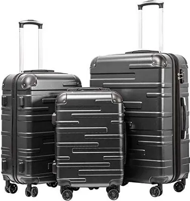 Produktbild von Hartschalen-Koffer Rollkoffer Reisekoffer Vergrößerbares Gepäck (Nur Großer Koffer Erweiterbar) ABS Material mit TSA-Schloss und 4 Rollen Dunkelgrau