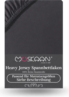 Produktbild von Heavy Jersey Spannbettlaken 140x200 cm - 160x200 cm + 15 cm Topper 160 g/m² schwarz