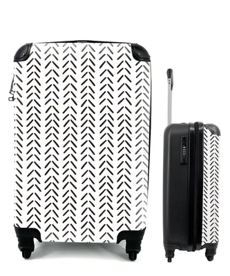 Produktbild von MuchoWow® Koffer Handgepäck Trolley Rollkoffer Kleine Reisekoffer mit 4 Rollen - Muster - Streifen - Schwarz - Cabin Size < 55x40x23 cm & 55x40x20 cm - Kinderkoffer - Kabinenkoffer - Boardgepäck - Reise-Box - Reisekoffer - Reisegepäck - Koffer mit Bild - Trolley für Kinder