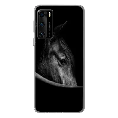 Produktbild von MuchoWow® Handyhülle Schutzhülle Hülle für Huawei P40 Pferde - Porträt - Schwarz - Tiere Silikon Softcase Handy Hülle - Handytasche