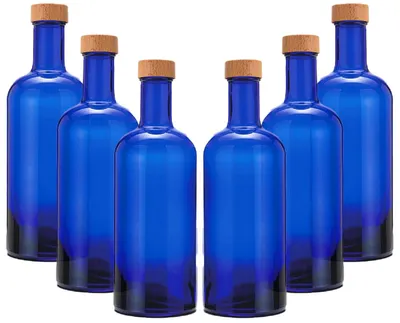 Immagine prodotto di Set di 6 bottiglie d'acqua in vetro blu, capacità 750 ml