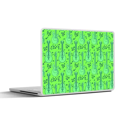 Produktbild von MuchoWow® Laptop Aufkleber Sticker Cover Gitarre - Muster - Grün 36.5x27.5 cm - Laptop-Sticker