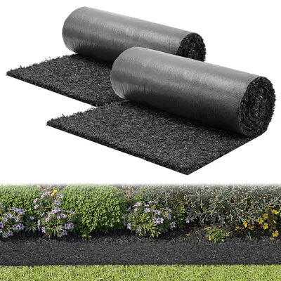 Image de Tapis anti-mauvaises herbes en caoutchouc VEVOR, 2 rouleaux de 244 x 61 cm, tapis anti-mauvaises herbes de 1,3 cm d'épaisseur, toile de jardinage, toile anti-mauvaises herbes, tapis anti-mauvaises herbes, bordure de jardin, tapis de bordure, tapis pour allées dans l'aménagement paysager