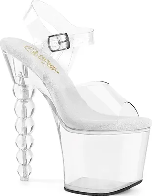 Produktbild von BLISS-708 Pleaser vegane Damen High Heels Plateausandaletten Perlenabsatz klar