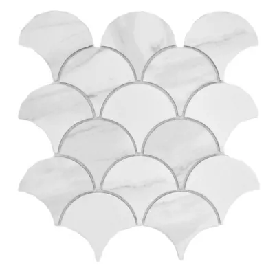 Produktbild von Keramikmosaik weiß matt Steinoptik Mosaikfliese Küchenwand Fliesenspiegel Bad Duschwand MOS13-FS0102_f