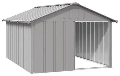 Immagine prodotto di Cuccia per cani in acciaio zincato - grande rifugio resistente alle intemperie per esterni - grigio - 116,5 x 153 x 81,5 cm
