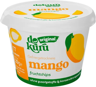 Produktbild von Dokuru Mango Fruchtchips 20 g – Gefriergetrocknet, 100 % Frucht.