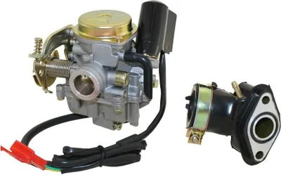 Produktbild von Zestaw gaźników 19mm wraz z E-Choke i kolektorem dolotowym do 4-suwowego skutera 50cc AC Garelli Flexi Tiesse Fou