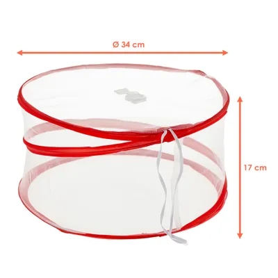 Immagine prodotto di 1.06 Cuffia per alimenti PopUp set di 4 - circa 34 x 17 cm - cuffia di protezione dagli insetti (2x bianco, 2x rosso)