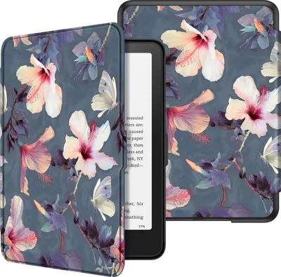 Produktbild von Fintie Hülle für 7" Kindle Paperwhite(12. Generation) - 2025/2024, Leichte Schutzhülle Case mit Auto Sleep/Wake für Kindle Colorsoft/Paperwhite Signature Edition, Blühender Hibiskus