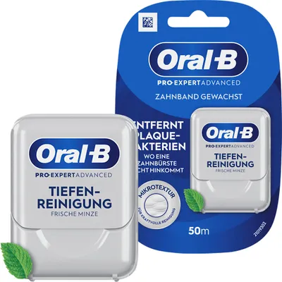 Produktbild von Oral-B Essential 8700216386760, Gewachste Zahnseide, Flach, Minze, Grau, 50 m, 1 Stück(e)