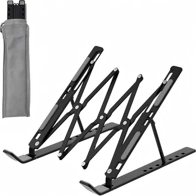 Produktbild von PolkaHome® Verstellbarer Laptopständer aus Aluminium – Ergonomischer, klappbarer Notebook-Halter für 10-17 Zoll, tragbar & stabil,