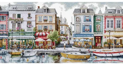 Obrázek produktu pro Sada pro vyšívání křížovým stehem Luca-S „Quayside“, 64 x 32 cm