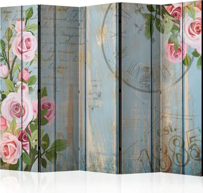 Immagine prodotto di Paravento monofacciale Fiori 225x172 cm 5 pezzi grigio