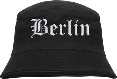 Produktbild von Berlin Fischerhut - Altdeutsch - bestickt -  Bucket Hat Anglerhut Hut Schwarz L/XL
