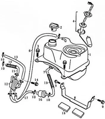 Produktbild von Kreidler Florett RMC-G 125 Benzintank Kraftstofftank FIG25-1 Motorroller.de Benzinbehälter Kaftstoffbehälter