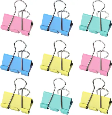 Produktbild von 120 Stück Foldback Klammern Bunt, Papierklammern Metall, Binder Clips, Vielzweckklammer 32mm 25mm 19mm 15mm für Büro Schule Notizen Briefpapier