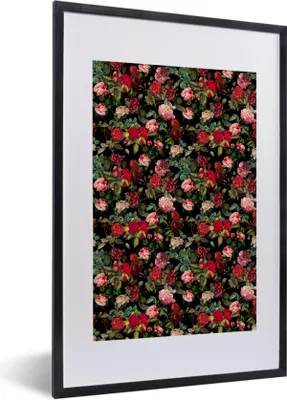 Produktbild von MuchoWow® MuchoWow® Gerahmtes Poster Blumen - Rot - Rosen 40x60 cm - Poster mit zchwarzem Bilderrahmen - Poster in Rahmen