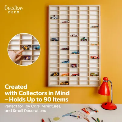 Produktbild von Creative Deco Setzkasten Holz Sammlervitrine für Autos - 90 verstellbare Fächer