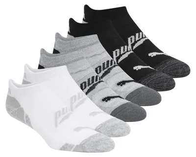 Immagine prodotto di PUMA, confezione da 6 paia di calzini corti in cotone e microfibra da donna, modello "Laufsocken", colore bianco/multicolore, taglia 9-11