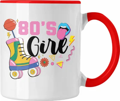 Produktbild von Trendation - 80's Girl 80er Jahre Tasse Geschenk Achziger Geschenkidee Party (Rot)