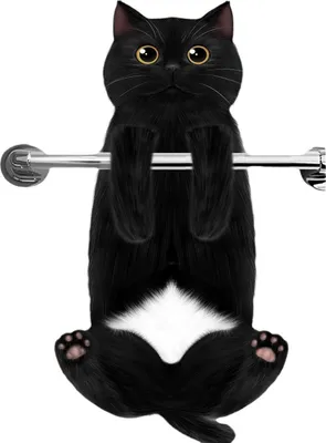 Immagine prodotto di INF Asciugamano per le mani Gatto nero in microfibra, 60x15cm, per cucina e bagno