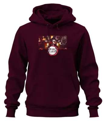 Obrázek produktu pro Anime Demon Slayer: Kimetsu no Yaiba – cosplayová mikina s kapucí s motivem démona Muzana, uni, vínová, velikost 3XL