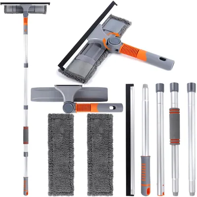 Fensterreiniger 2-in-1, Teleskopstange 58-162 cm, biegsamer Kopf