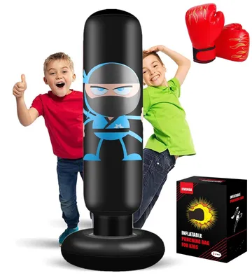 Image de Sac de frappe gonflable Ninja de 160 cm, avec gants de boxe