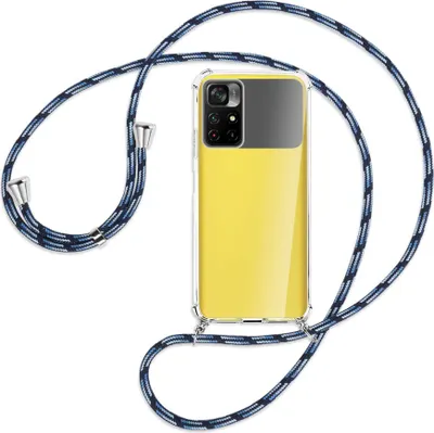 Produktbild von Handykette Backcover-Schutzhülle mit Band (Metall silberfarben) für Xiaomi Redmi Note 11 - Blautöne