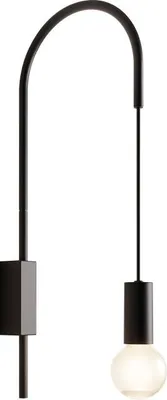 Immagine prodotto di Zafferano - Lampada da Parete Filo, Orientabile 200°, Metallo Verniciato Lampadina E27 max 60W inclusa, H61cm - Nera