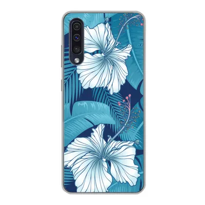 Produktbild von MuchoWow® Handyhülle Schutzhülle Hülle für Samsung Galaxy A30s Tropisch - Blumen - Blau Silikon Softcase Handy Hülle - Karteninhaber