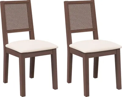 Produktbild von vidaXL Esszimmerstühle mit Kissen 2 Stk. Braun Massivholz Gummibaum