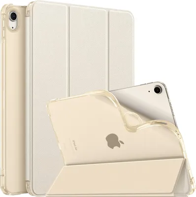Produktbild von Fintie Hülle für iPad Air 11 Zoll (M4/M3/M2, 2026/2025/2024), iPad Air 5./4. Gen (10,9 Zoll, 2022/2020) mit Stifthalter, TPU weiche Matte transparente Rückseite Case Cover, Auto Sleep/Wake, Starlight