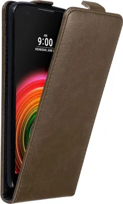 Produktbild von Cadorabo Hülle für LG X POWER Schutz Hülle in Braun Flip Etui Handyhülle Case Cover