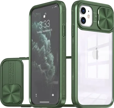 Produktbild von Hülle für iPhone 11 Transparent TPU Bumper Schutzhülle mit Schiebe Kamera Schutz Grün