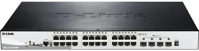 Obrázek produktu pro D-Link DGS-1510-28XMP/E Switch 440mm D-Link DGS-1510-28XMP 4*SFP+/24*GE PoE retail