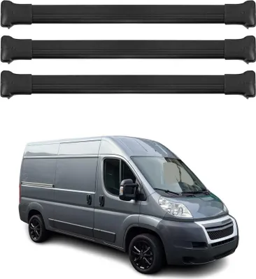 Obrázek produktu pro Příčné střešní nosiče pro Citroën Jumper 2007–2024, černý hliník, 3 ks