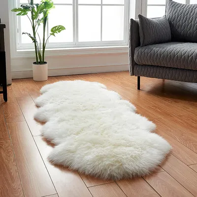 Produktbild von Kunstfell Teppich, synthetisches Schaffell, 60 x 160 cm, unregelmäßig, für Schlafzimmer