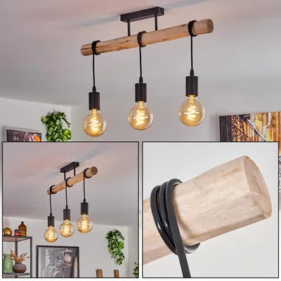 Produktbild von Tubione moderne Deckenlampe aus Holz/Metall in Natur/Schwarz
