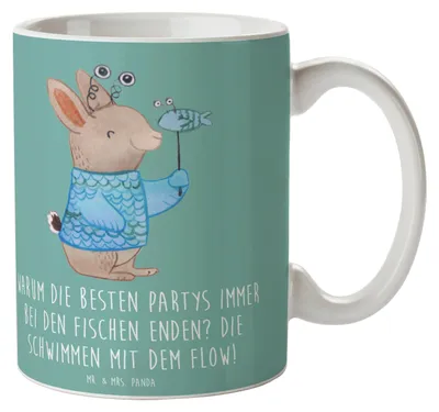 Produktbild von Mr. & Mrs. Panda Kaffeetasse Fische Flow Spaß - Meeresbrise - Geschenk, Persönlichkeit, schöne tasse, Kreativität, Geschenke Sternzeichen, Meeresschutzfreunde, Becher
